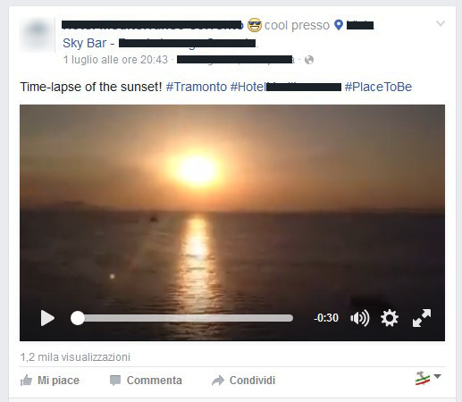 Esempio comunicazione hotel Facebook
