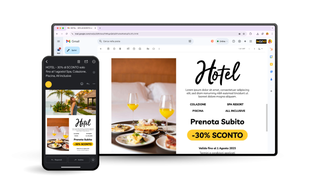 Email marketing per hotel con Nozio: newsletter professionali per fidelizzare e aumentare le prenotazioni