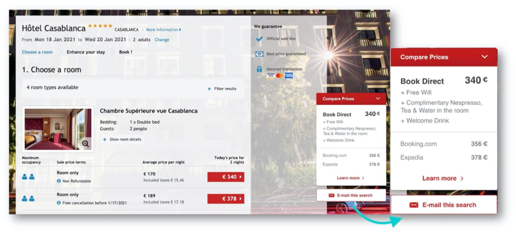 Dashboard della funzione Dynamic Price Check per gestire la disparità di prezzo fra hotel e OTA