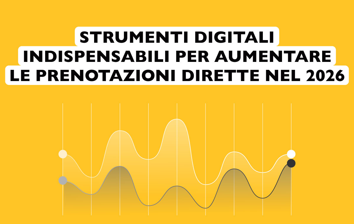 Grafica che introduce l’articolo di 4 strumenti digitali per aumentare le prenotazioni dirette nel 2026 – Nozio Blog